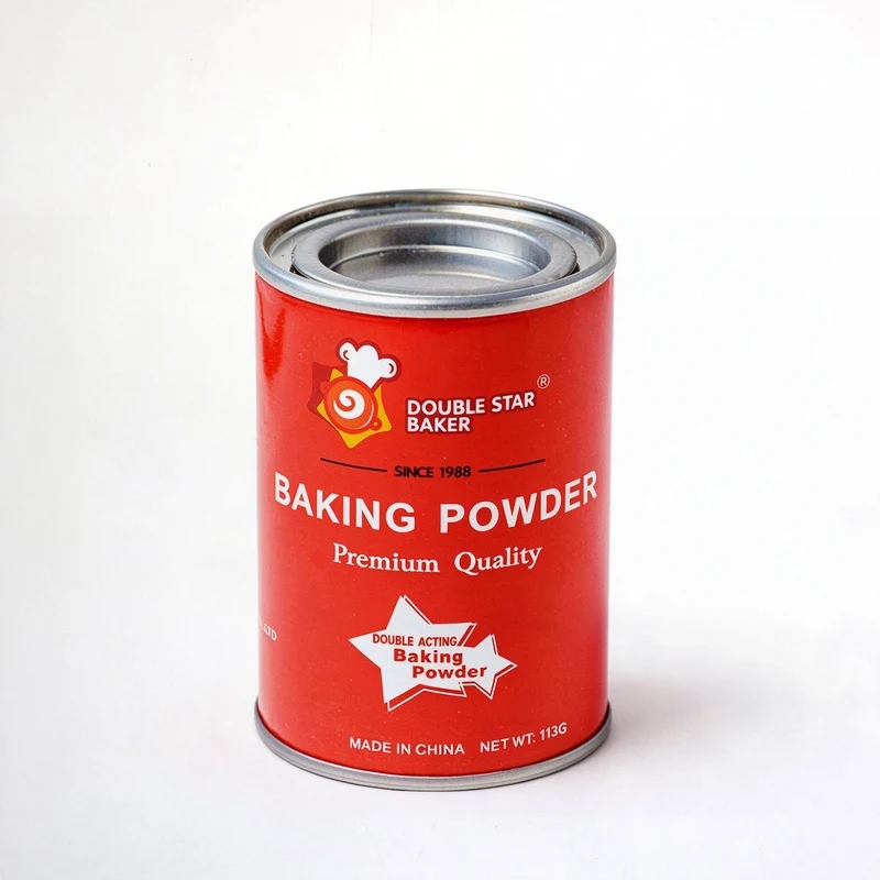 Double Star Baker baking powder 113g tin packaging size